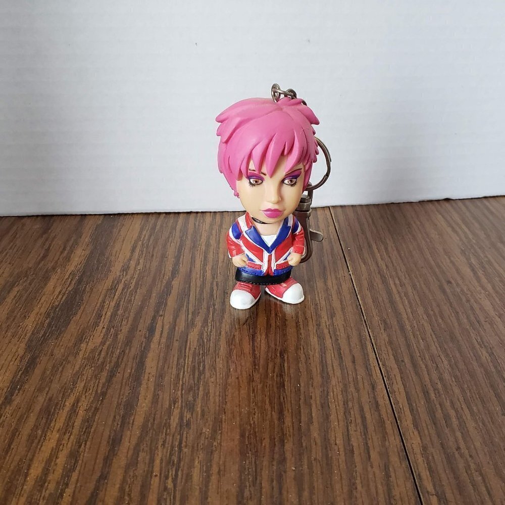 British 3 Inch Chibi Girl With Pink Hair Keychain